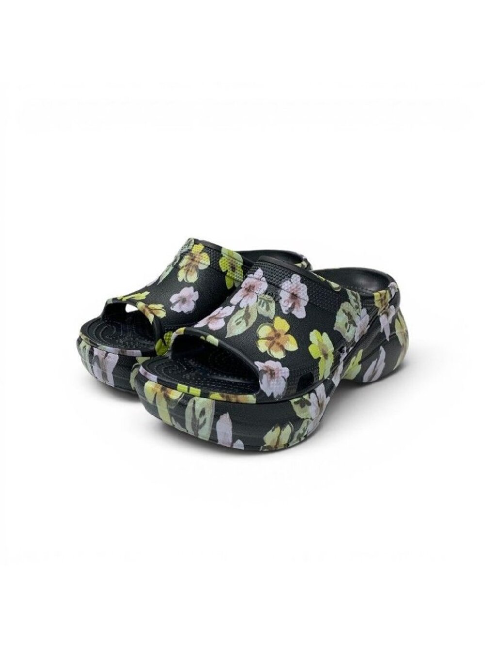 Balenciaga Pool Crocs Sandals Black Multicolor Logo Slidesandals